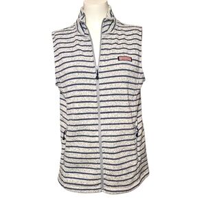 Vinyard Vines Knit Sweater Vest Stripe Zip Front Pockets sz S